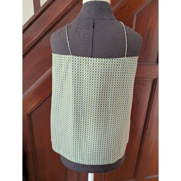 J.Crew Womens Size 8 Sleeveless Geometric Print Top White & Yellow - Picture 3 of 5